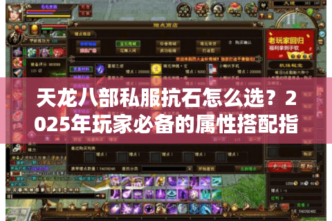 天龙八部私服抗石怎么选？2025年玩家必备的属性搭配指南