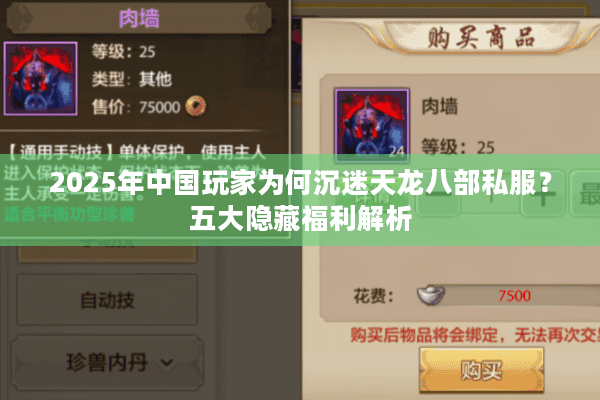 2025年中国玩家为何沉迷天龙八部私服？五大隐藏福利解析