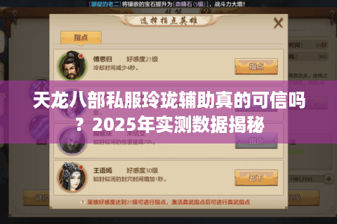 天龙八部私服玲珑辅助真的可信吗？2025年实测数据揭秘