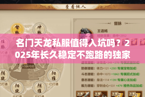 名门天龙私服值得入坑吗？2025年长久稳定不跑路的独家评测