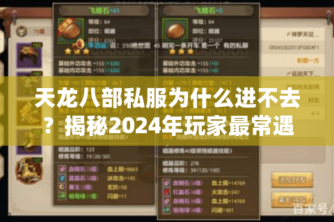 天龙八部私服为什么进不去？揭秘2024年玩家最常遇见的五大难题