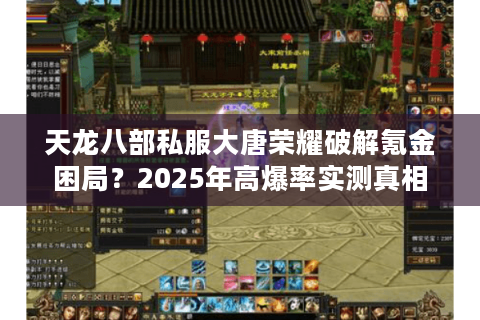 天龙八部私服大唐荣耀破解氪金困局？2025年高爆率实测真相