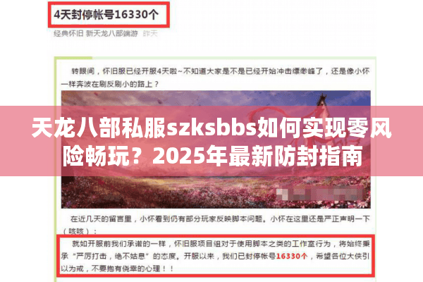 天龙八部私服szksbbs如何实现零风险畅玩？2025年最新防封指南