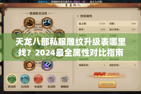 天龙八部私服雕纹升级表哪里找？2024最全属性对比指南