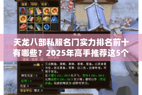 天龙八部私服名门实力排名前十有哪些？2025年高手推荐这5个优质私服