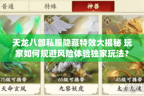 天龙八部私服隐藏特效大揭秘 玩家如何规避风险体验独家玩法？