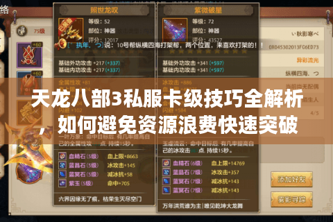 天龙八部3私服卡级技巧全解析，如何避免资源浪费快速突破战力瓶颈？
