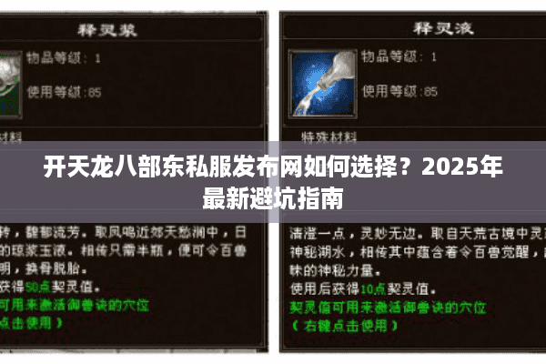 开天龙八部东私服发布网如何选择?2025年最新避坑指南 开天龙八部东私服发布网如何选择?2025年最新避坑指南