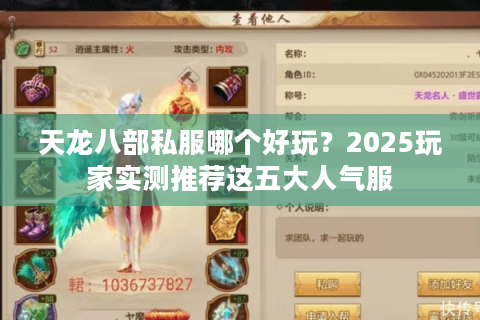 天龙八部私服哪个好玩？2025玩家实测推荐这五大人气服