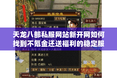 天龙八部私服网站新开网如何找到不氪金还送福利的稳定服务器？