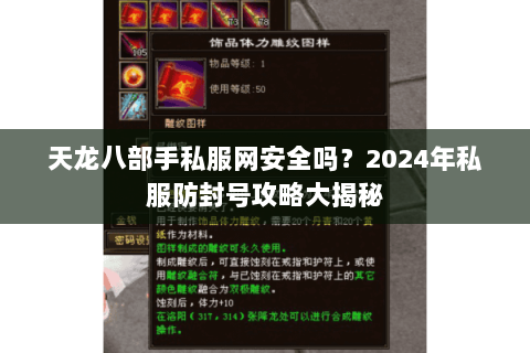 天龙八部手私服网安全吗？2024年私服防封号攻略大揭秘