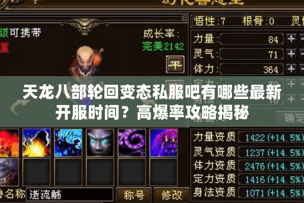 天龙八部轮回变态私服吧有哪些最新开服时间？高爆率攻略揭秘