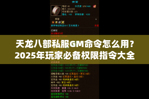 天龙八部私服GM命令怎么用？2025年玩家必备权限指令大全