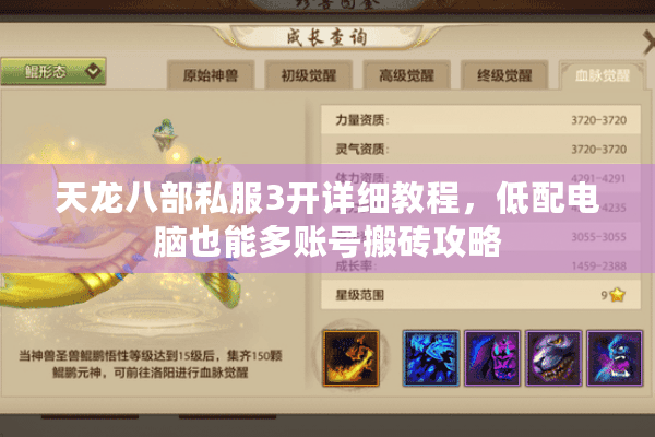 天龙八部私服3开详细教程，低配电脑也能多账号搬砖攻略