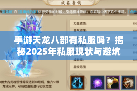 手游天龙八部有私服吗？揭秘2025年私服现状与避坑指南