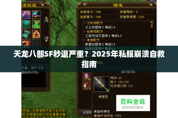 天龙八部SF秒退严重？2025年私服崩溃自救指南