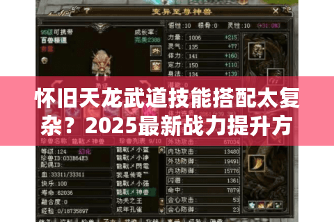 怀旧天龙武道技能搭配太复杂？2025最新战力提升方案揭秘
