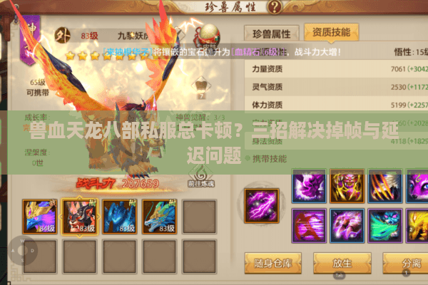 兽血天龙八部私服总卡顿？三招解决掉帧与延迟问题