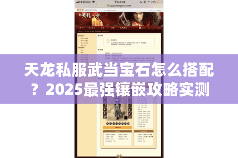 天龙私服武当宝石怎么搭配？2025最强镶嵌攻略实测