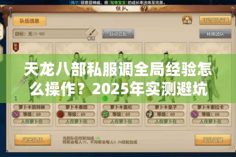 天龙八部私服调全局经验怎么操作？2025年实测避坑指南