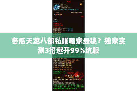 冬瓜天龙八部私服哪家最稳?独家实测3招避开99%坑服 冬瓜天龙八部私服哪家最稳?独家实测3招避开99%坑服