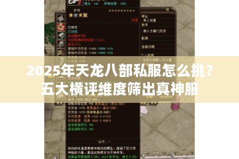 2025年天龙八部私服怎么挑？五大横评维度筛出真神服