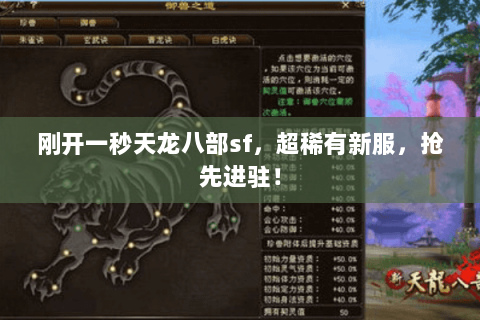 刚开一秒天龙八部sf，超稀有新服，抢先进驻！