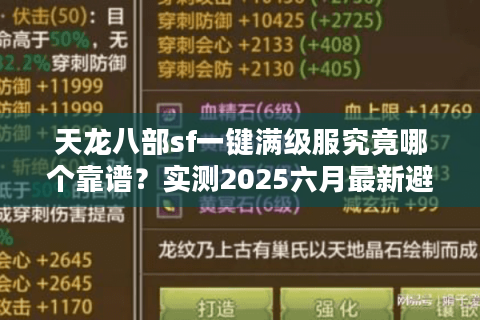 天龙八部sf一键满级服究竟哪个靠谱？实测2025六月最新避坑攻略