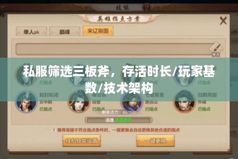 私服筛选三板斧，存活时长/玩家基数/技术架构