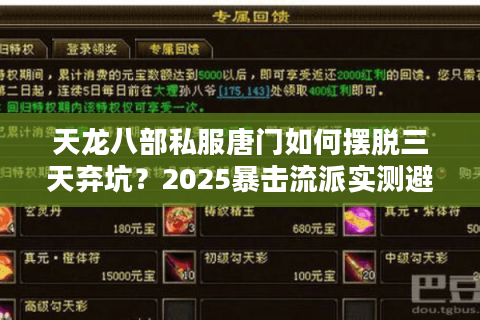 天龙八部私服唐门如何摆脱三天弃坑？2025暴击流派实测避坑手册