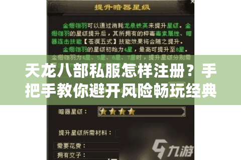 天龙八部私服怎样注册？手把手教你避开风险畅玩经典