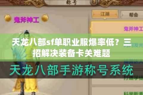 天龙八部sf单职业服爆率低？三招解决装备卡关难题