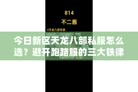 今日新区天龙八部私服怎么选？避开跑路服的三大铁律