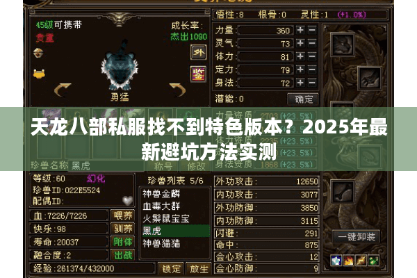天龙八部私服找不到特色版本？2025年最新避坑方法实测