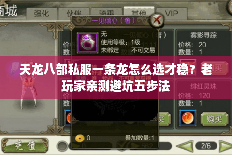 天龙八部私服一条龙怎么选才稳？老玩家亲测避坑五步法