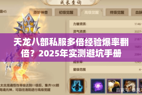 天龙八部私服多倍经验爆率翻倍？2025年实测避坑手册