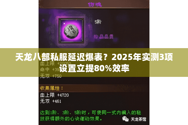 天龙八部私服延迟爆表？2025年实测3项设置立提80%效率