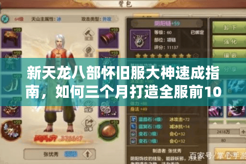 新天龙八部怀旧服大神速成指南，如何三个月打造全服前10战力？