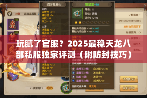 玩腻了官服？2025最稳天龙八部私服独家评测（附防封技巧）