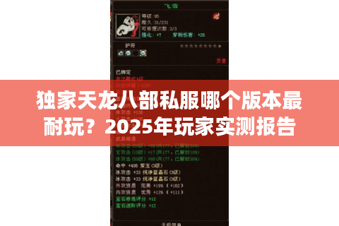独家天龙八部私服哪个版本最耐玩？2025年玩家实测报告