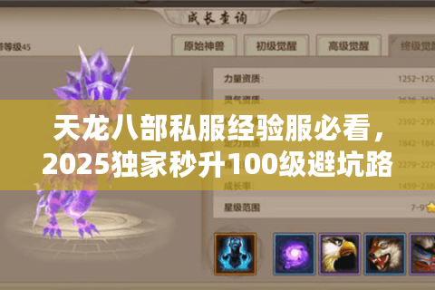 天龙八部私服经验服必看，2025独家秒升100级避坑路线（附实测清单）