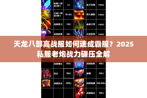 天龙八部高战服如何速成霸服?2025私服老炮战力碾压全解 天龙八部高战服如何速成霸服?2025私服老炮战力碾压全解