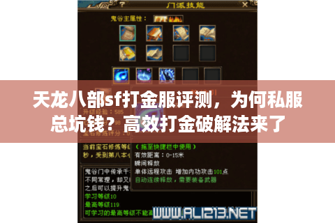 天龙八部sf打金服评测，为何私服总坑钱？高效打金破解法来了