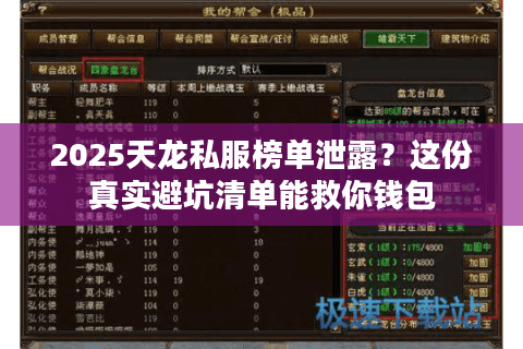 2025天龙私服榜单泄露？这份真实避坑清单能救你钱包