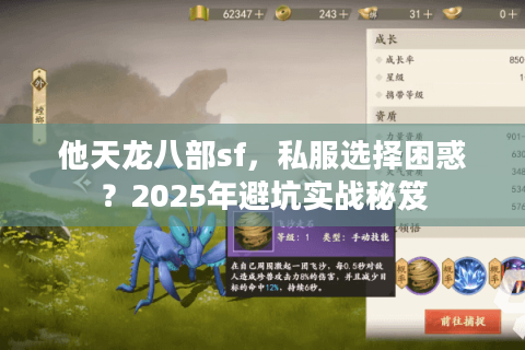 他天龙八部sf，私服选择困惑？2025年避坑实战秘笈