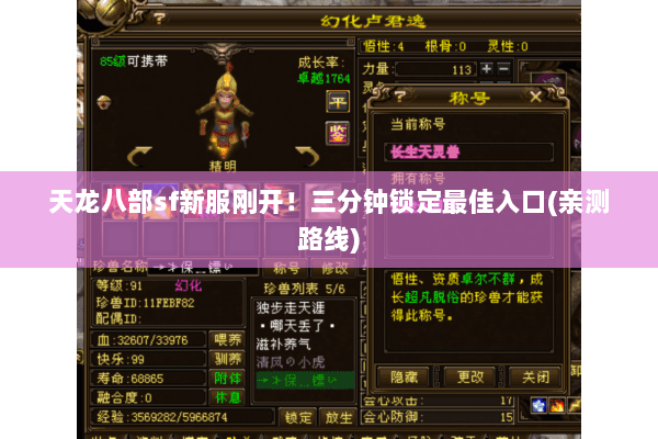 天龙八部sf新服刚开！三分钟锁定最佳入口(亲测路线)