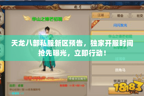 天龙八部私服新区预告，独家开服时间抢先曝光，立即行动！