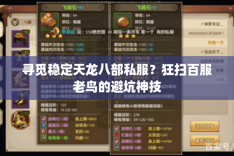 寻觅稳定天龙八部私服？狂扫百服老鸟的避坑神技