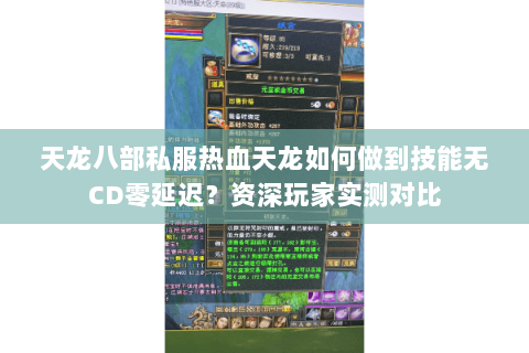 天龙八部私服热血天龙如何做到技能无CD零延迟？资深玩家实测对比
