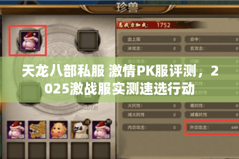 天龙八部私服 激情PK服评测，2025激战服实测速选行动